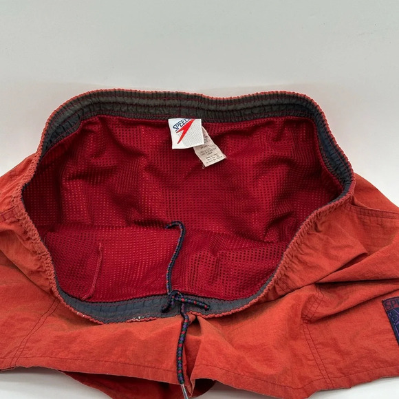 VTG 90’s Speedo Salmon Red Lined Swim Trunks Shorts Pockets Men’s Sz XLarge EUC - Picture 5 of 9